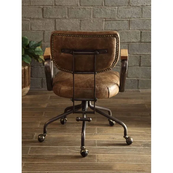 Bowery Hill Leather Swivel Office Chair in Vintage Whiskey