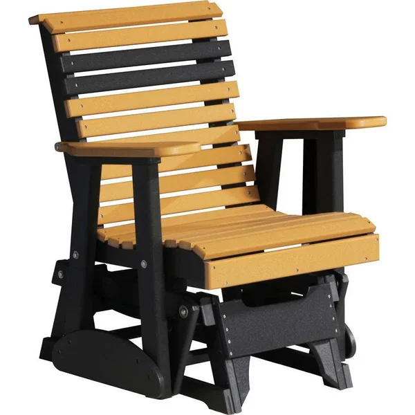 LuxCraft Rollback Recycled Plastic 2ft Glider Chair - Weatherwood on Chestnut Brown