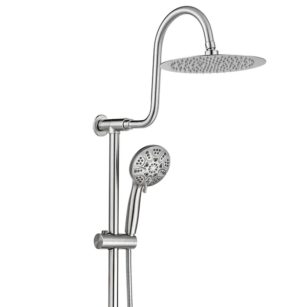 Brushed Nickel 10-Inch Rain Shower Heads with Adjustable Slide Bar