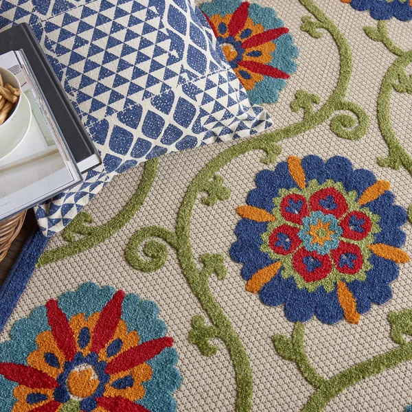 Nourison Aloha Area Rug - Blue/Multicolor, 2&3x22 x 8&
