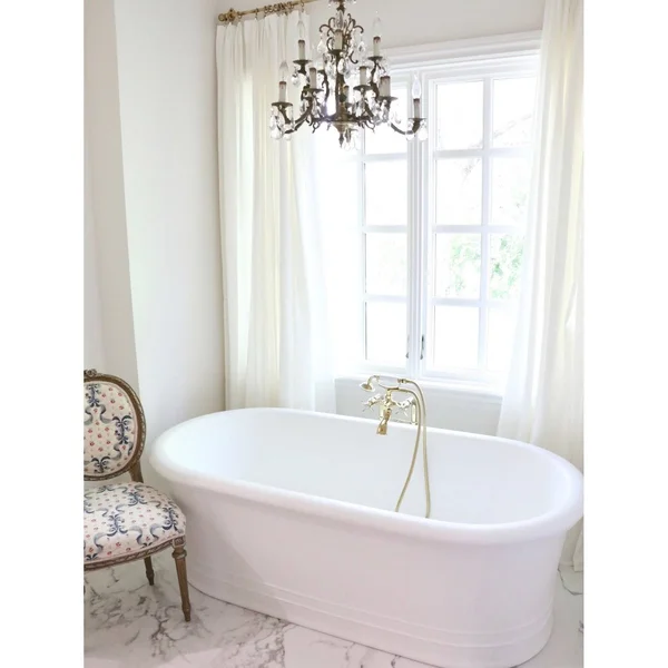 Traditional Freestanding Tub Faucet with Supply Line and Stop Valve - Polished Chrome