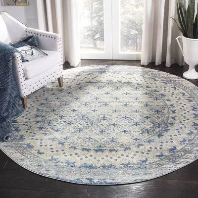Aguiar Oriental Light Gray/Blue Area Rug Dakota Fields Rug Size: Round 10&