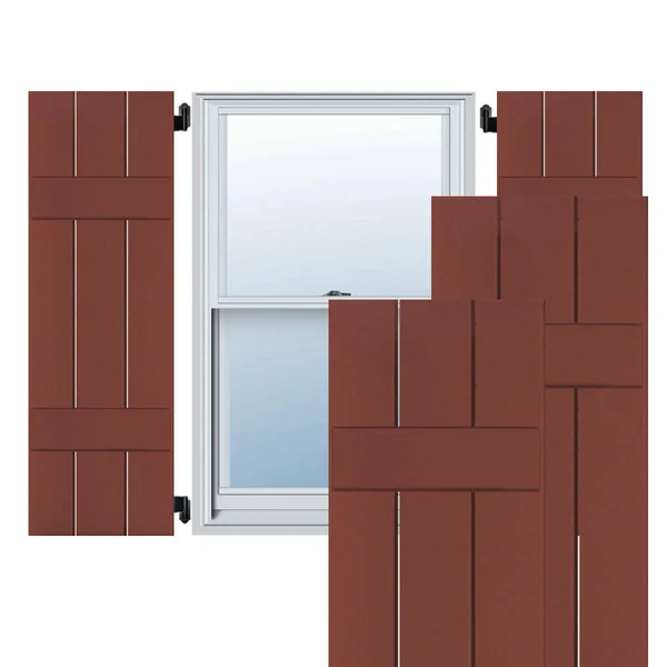 Ekena Millwork 2-Pack 12-in W x 39-in H Country Redwood Board and Batten Wood Western Red Cedar Exterior Shutters - RWB12X039RWW