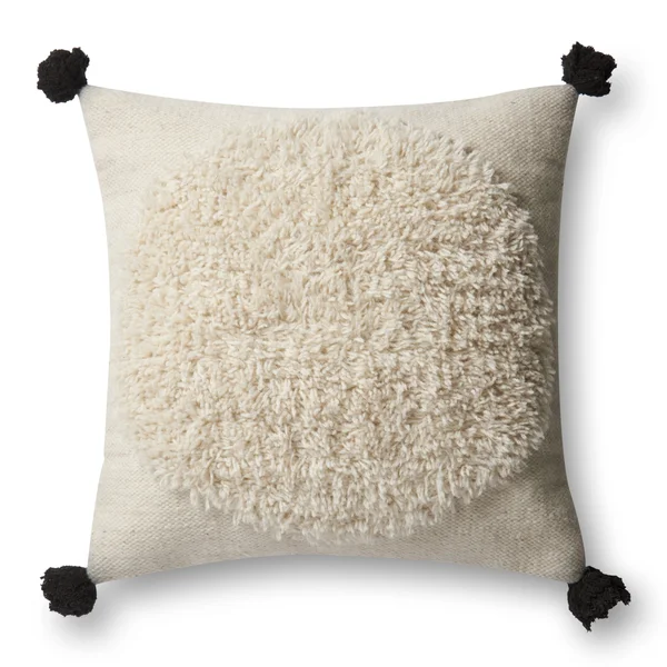 Loloi 22x22 x 22x22 Pillows Decorative Pillow Cover in Ivory - Black