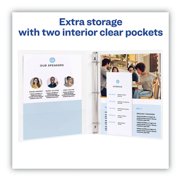 Avery Heavy-Duty Non Stick View Binder with DuraHinge and Slant Rings, 3 Rings, 4x22 Capacity, 11 x 8.5, White, 2/Pack