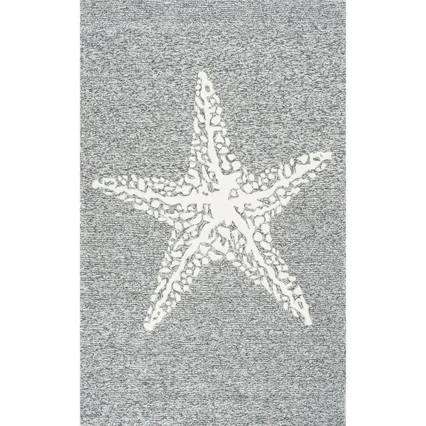 nuLOOM Marine Hand Hooked Indoor/Outdoor Area Rug, 5& x 8&, Grey