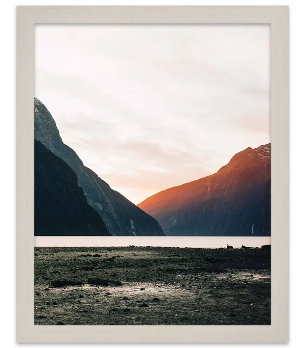 CustomPictureFrames.com 47x24 White Wash Wood Picture Frame - with Acrylic Front and Foam Board Backing