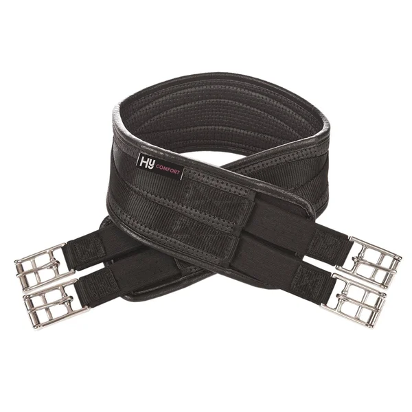 HY Comfort Both End Elastic Waffle Girths - Black