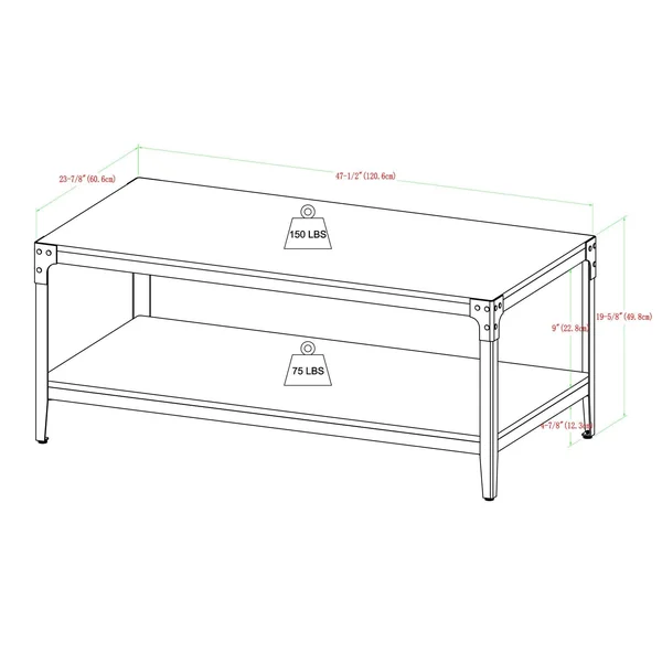 Walker Edison Angle Iron Rustic Wood Coffee Table - Grey Wash