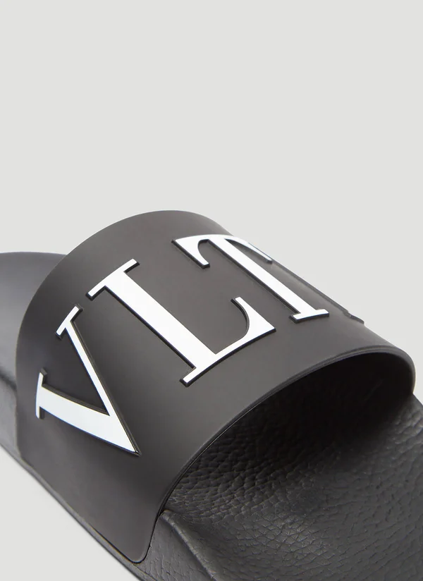 Valentino Garavani Vltn Rubber Slider Sandal - Black - Slippers