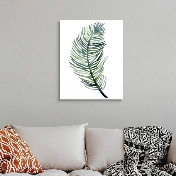 Watercolor Palm Leaves III, Large Solid-Faced Canvas Wall Art Print, Great Big Canvas