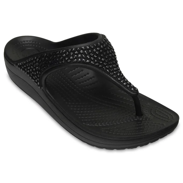 Crocs Women's Sloane Embellished Flip Flop, Size: 6, Black