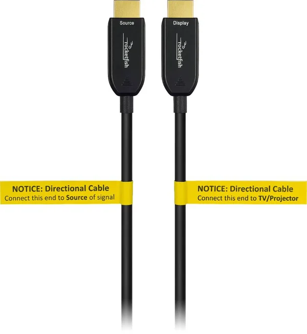 Rocketfish - 100& 4K UltraHD/HDR In-Wall Rated Active Fiber Optical HDMI Cable - Black