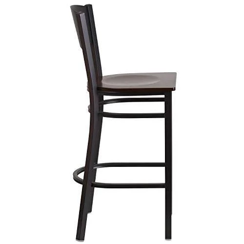 Flash Furniture 2-Pack Hercules Series Black Circle Back Metal Restaurant Barstool, Wood SEAT, Multiple Colors