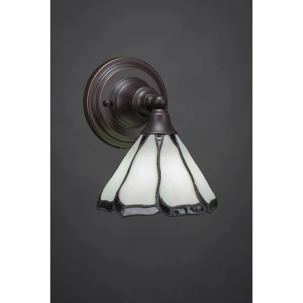Toltec Lighting 40-DG-9975 Wall Sconce with 7 in. Roman Jewel Tiffany Glass in Dark Granite