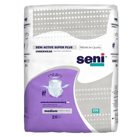 Seni Active Super Plus Heavy Absorbency Unisex Absorbent Underwear - Medium, Case of 80