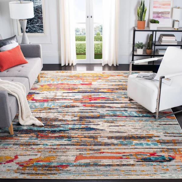 Safavieh Madison 400 Rug Collection MAD419F - Grey - Turquoise - 8& x 10&