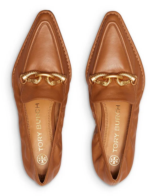 Tory Burch Women's Jessa Point-toe Leather Loafers - Cinnamon - Size 7