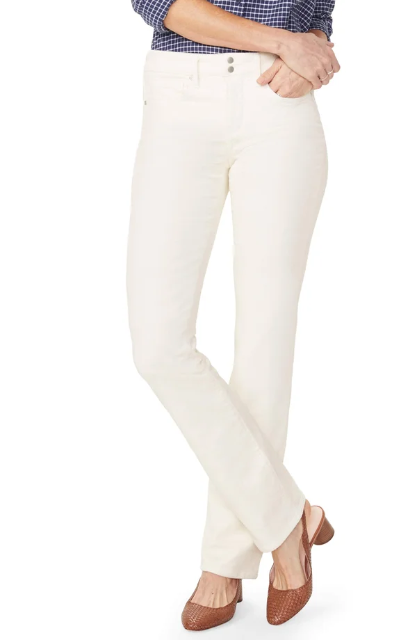 Nydj Marilyn Straight Double Snap Waistband Corduroy Vanilla - Men's, Size: 18, White