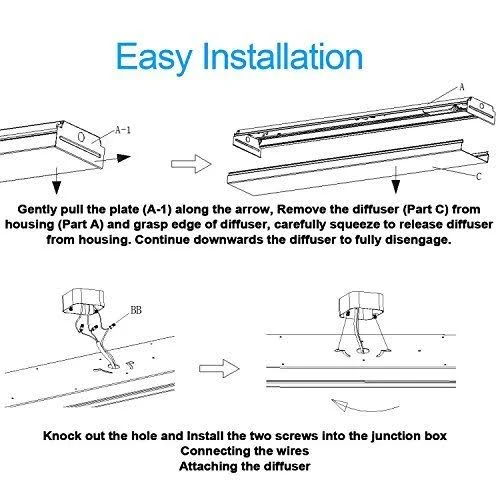 FaithSail 4ft LED Wraparound 40W 4 Foot LED Shop Lights for Garage - 4400lm, LED