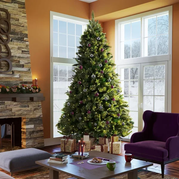 Vickerman Cashmere Pine Artificial Christmas Tree with 250 Multi-Colored LED Lights, 4.5& x 37x22