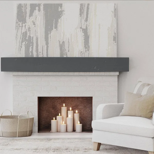 Ekena Millwork MANUKP06X08X60ES 6x22H x 8x22D x 60x22W Knotty Pine Faux Wood Fireplace Mantel - Aged Ash