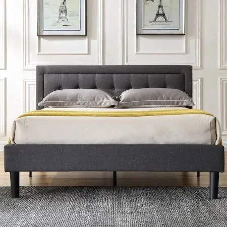 Modern Sleep Mornington Upholstered Platform Bed - Multiple Sizes, Size: Full, Gray