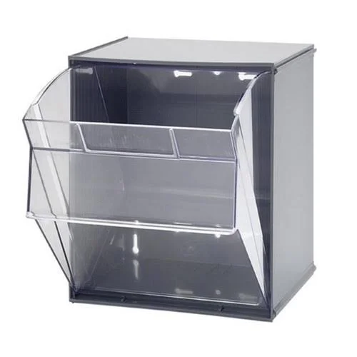 Quantum Storage QTB301GY Clear Tip Out Bins, Gray - 11.75 x 11.81 x 13.87 in., Size: Large