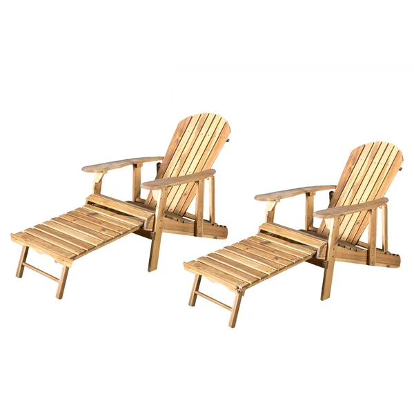 Hayle Reclining Adirondack Chair with Footrest - Set of 2 - Brown
