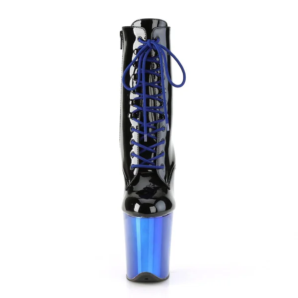 Pleaser - Womens FLAMINGO-1020 Platforms Blk Pat/Royal Blue - Size-5