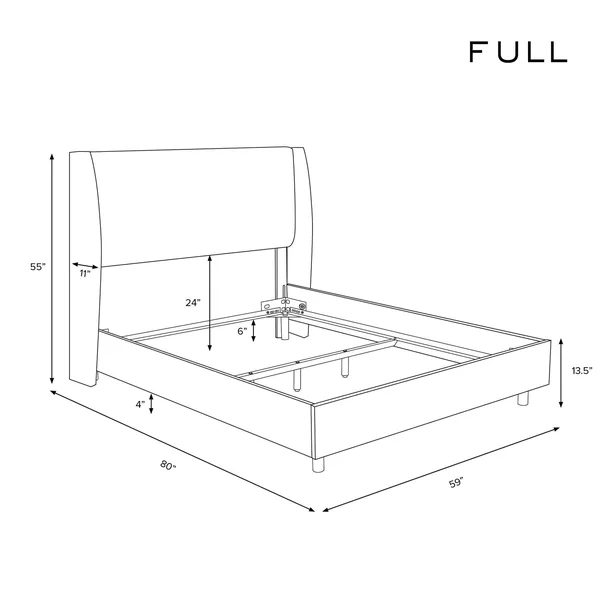 Full Antwerp Wingback Bed Black Velvet - Project 62