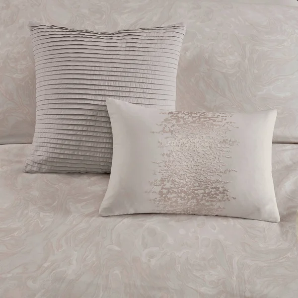 Madison Park Emory 6 Piece Cotton Sateen Duvet Cover Set, King/Cal King, Rose Gold/Beige