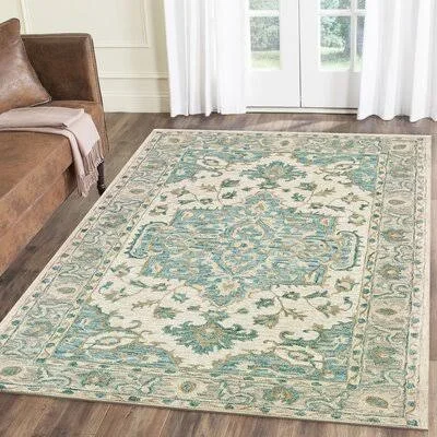 Bungalow Rose Adelbert Hand-Tufted Turquoise/Gray Area Rug, Size: Rectangle 5' x 7'9 inch, Blue