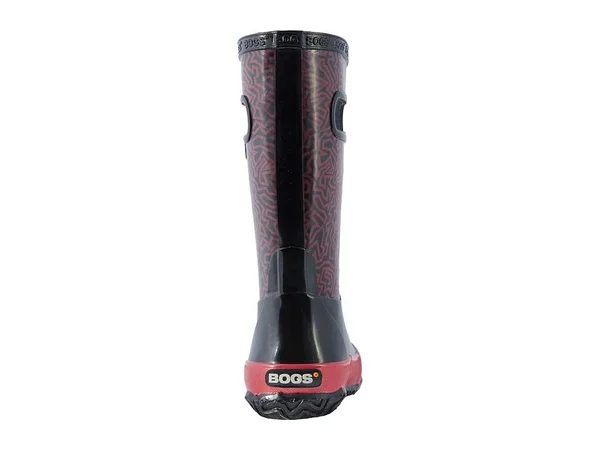 Bogs Unisex Children's Rain Boot - Size: 2, Black Multi Maze Rubber
