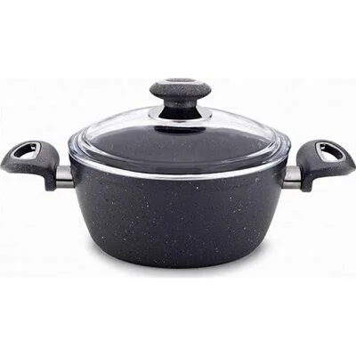 Hometash Oncu Non-Stick Hard-Anodized Aluminum Stock Pot with Lid Capacity: 6.5 qts, Color: Black HT-ON60ON-30CM-G