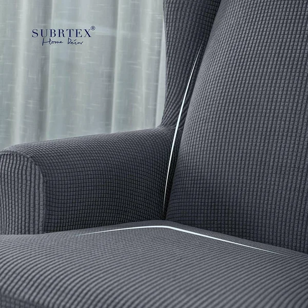 Subrtex 2-Piece Stretch Wingback Chair Covers Textured Grid Furniture Cover - Camel