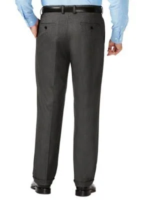 J.M. Haggar Big & Tall Classic Fit Stretch Sharkskin Pleated Dress Pants - Dark Heather Grey