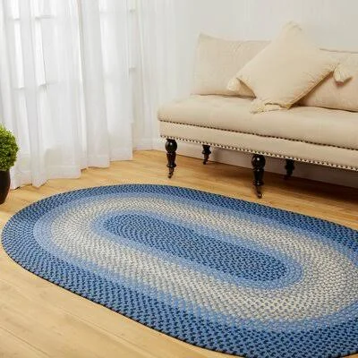 Engstrom Handmade Braided Blue Indoor - Outdoor Area Rug August Grove Rug Size: Oval 8& x 11&