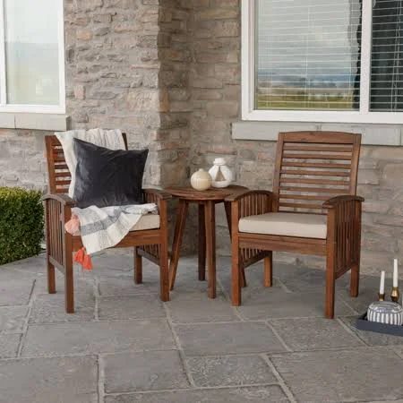 Manor Park Daffodil Modern Outdoor 3 Piece Chat Set - Dark Brown