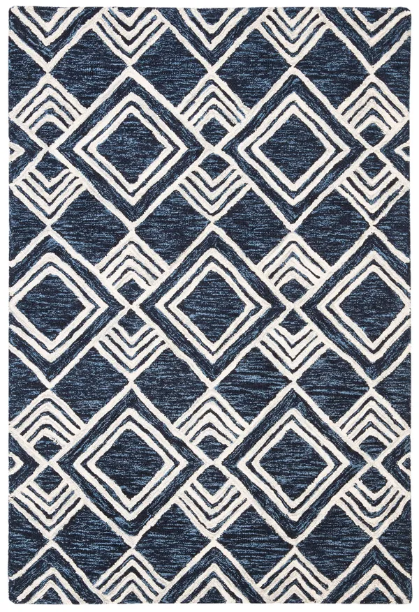 Safavieh Micro-Loop MLP154N 2&3x22 x 7&0x22 Runner Navy - Ivory Area Rug