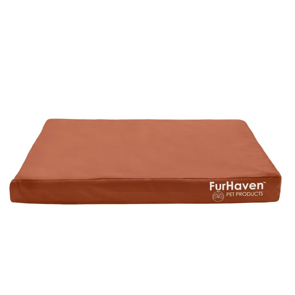 FurHaven Logo Indoor/Outdoor Deluxe Full Support Orthopedic Dog Bed - Jumbo Plus - Chestnut