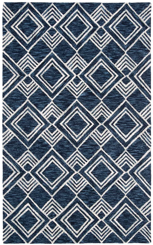 Safavieh Micro-Loop MLP154N 2&3x22 x 7&0x22 Runner Navy - Ivory Area Rug