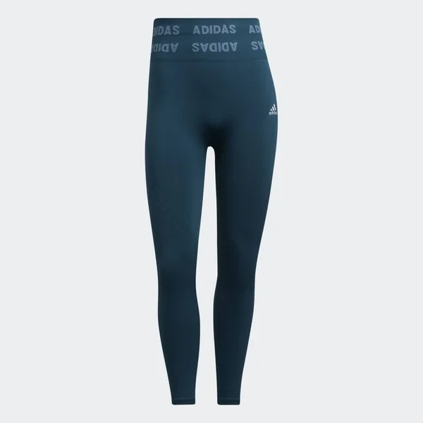 Adidas Women's Training Aeroknit Cropped High-Rise Tights in Blue/Wild Teal Size Small, Nylon/Polyester/Knit