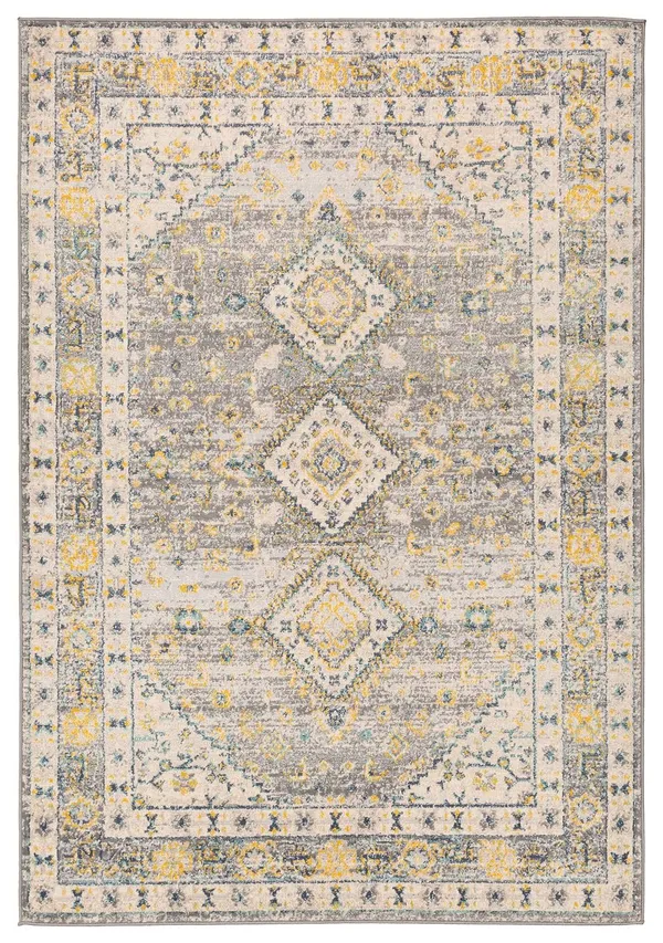 Machine Woven 6&7x22 x 9& Area Rug, Saffron/Cream/Charcoal by Ashley HomeStore