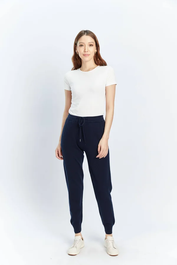 Women's Cashmere Cuffed Jogger Navy - Gobi Cashmere, M, Navy