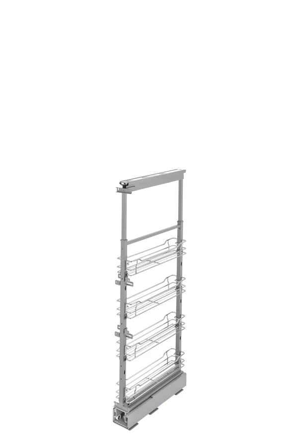 Rev-A-Shelf 4-1/8 in. Chrome 4-Basket Pull-Out Pantry with Soft-Close Slides