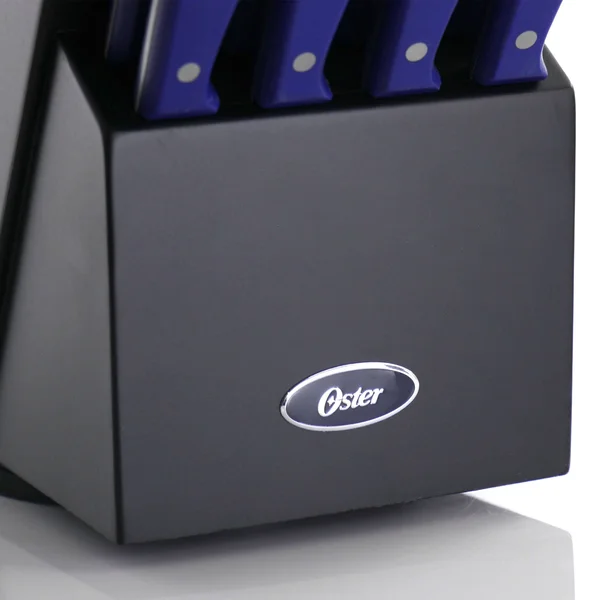 Oster Evansville 22-Piece Stainless-Steel Cutlery Set with BLOCK - Yale Blue