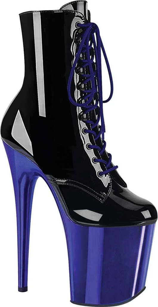 Pleaser - Womens FLAMINGO-1020 Platforms Blk Pat/Royal Blue - Size-5