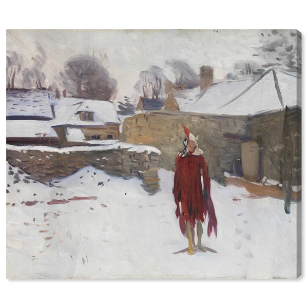 Runway Avenue Holiday and Seasonal Wall Art Canvas Prints 'Mannikin in The Snow' Seasons - Brown - White, Size: 24 x 20