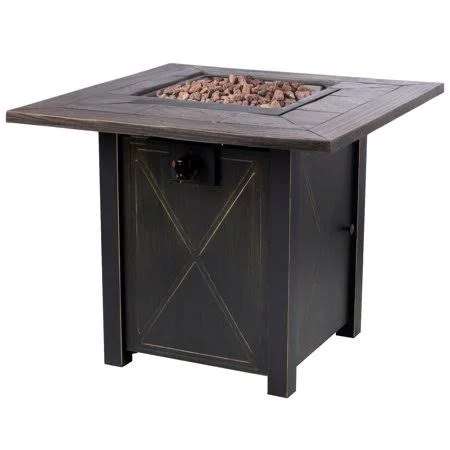Bond Belden 30 inch Porcelain Top Fire Table, Size: 30”Large x 30”W x 24”H